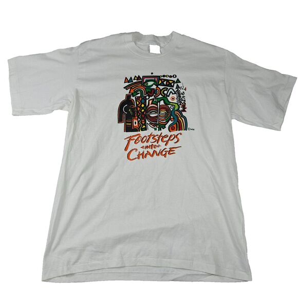 Jansport Wosene Worke Kosrof Footsteps Into‎ Change Men's XL Shirt Vintage - Picture 1 of 7